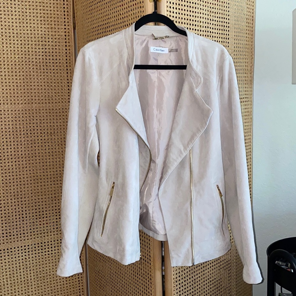 Cream suede Moto jacket